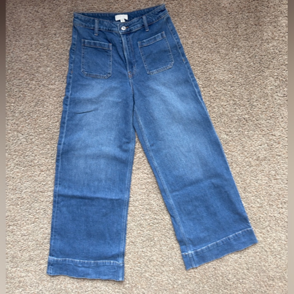 H&M high wide cropped retro Blue Jeans